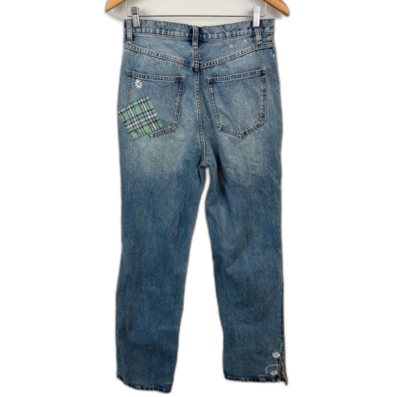 We The Free For Free People Steinbeck Patchwork Straight Leg Denim Jeans Size 27 - Picture 4 of 16